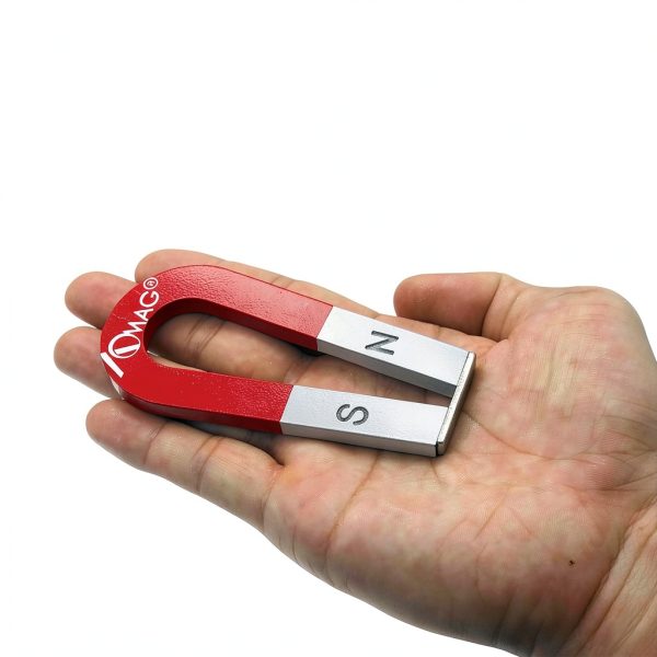 AOMAG Large 4 Inch Red Silver Horseshoe Alnico Magnet with Keeper-2