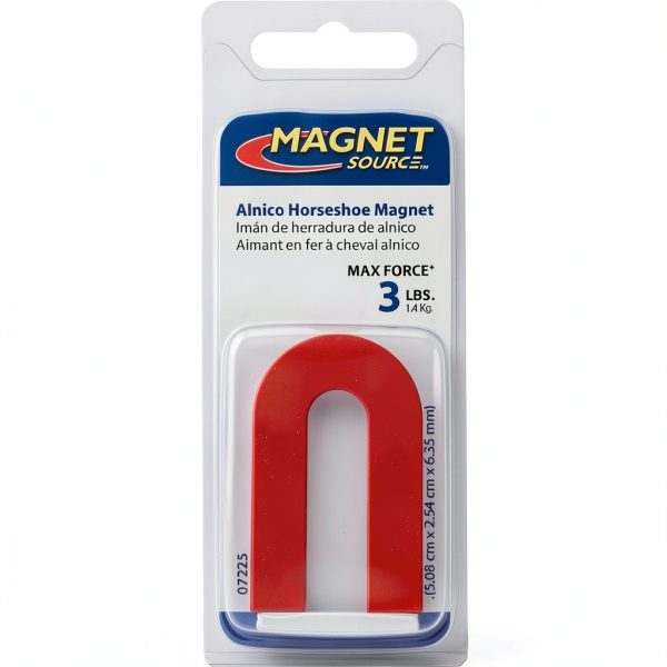 Red Cast Alnico 5 U-Shaped Magnet With Keeper, 1-3/16" Wide, 2" Tall, 1/4" Thick (Pack of 1)-1