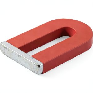Red Cast Alnico 5 U-Shaped Magnet With Keeper, 1-3/16" Wide, 2" Tall, 1/4" Thick (Pack of 1)-0
