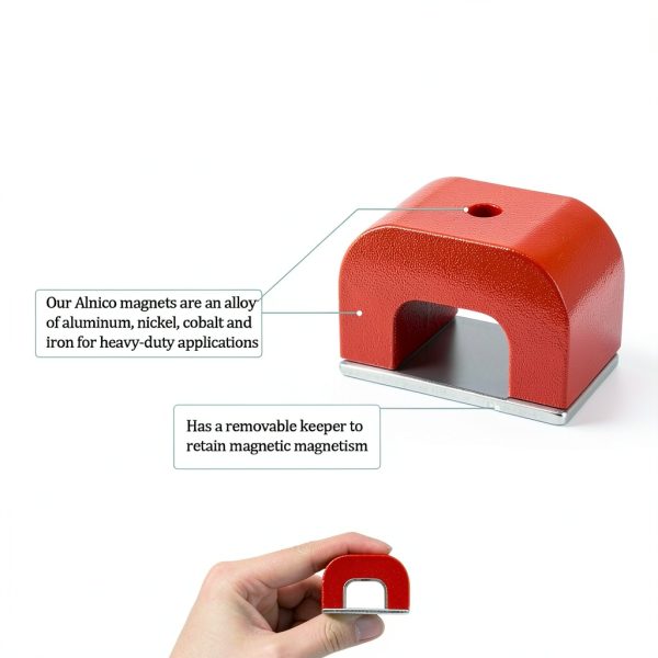 Red Cast Horseshoe Magnet by CZMAG 25lb Alnico U Shaped with Keeper-2