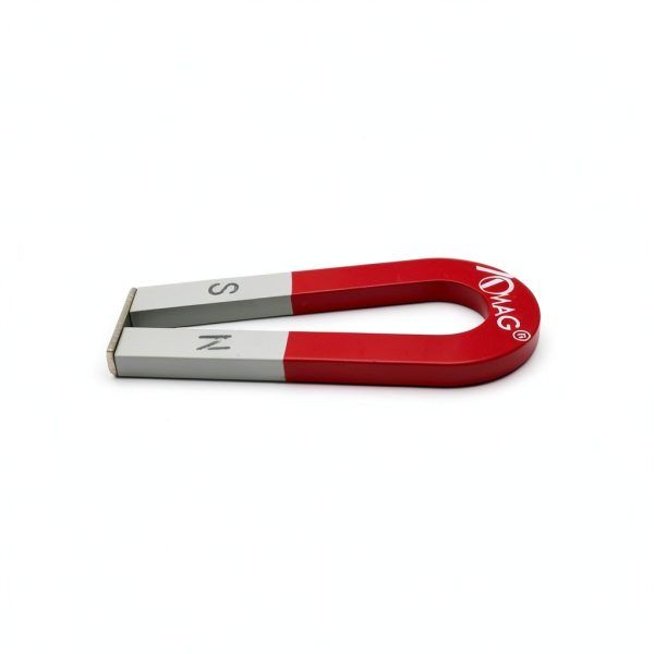 AOMAG Large 4 Inch Red Silver Horseshoe Alnico Magnet with Keeper-1