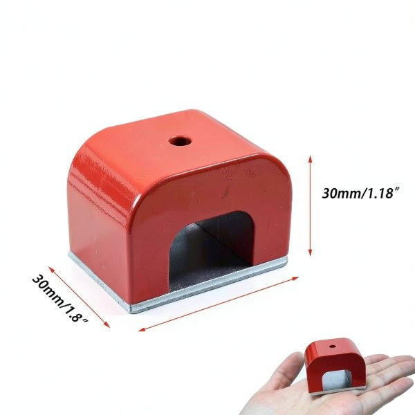 30 lb Horseshoe Magnet,Alnico Horseshoe Magnets for Nail Polish,Red Cast U Shaped Magnet with Keeper for Education Science Experiment-1