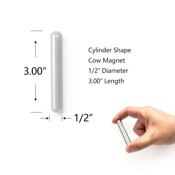 AlNiCo5 Cow Magnets 1/2" x 3" - 5 Pack, Silver Heavy Duty Cylinder-1